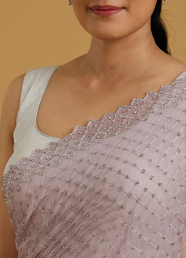 Dazzling Purple Georgette Saree - Image 2