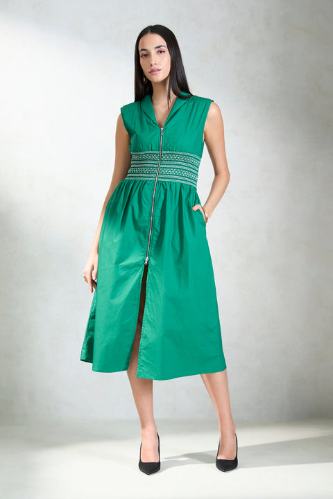 Gazelle 100% Cotton Waist Smocked Midi Dress - Image 2