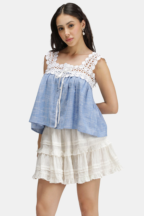 Imani 100% Cotton Lace Neck Baby Doll Top - Image 4